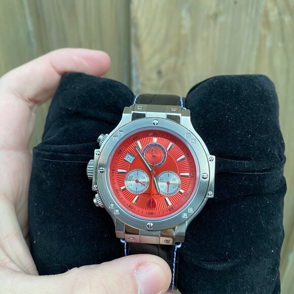 NEW Tonino Lamborghini Men's Chronograph Diamond Bezel Leather Strap Watch - Picture 8 of 16